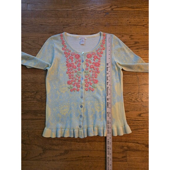 Sundance Embroidered Floral Button Up Cotton Cardigan Sweater Size Small - Picture 5 of 7
